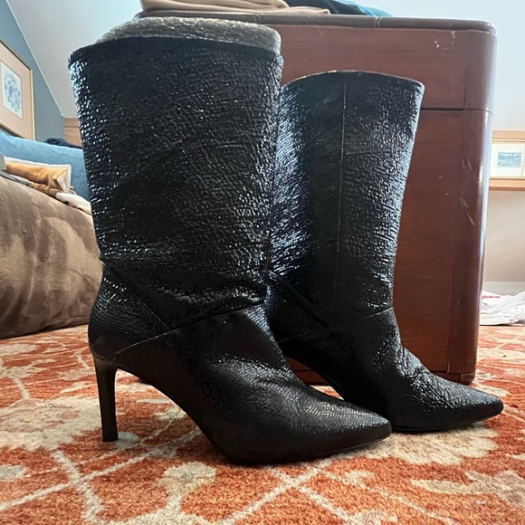 ALLSAINTS Glitter Black Leather Orlana Sz 41 - Picture 8 of 13